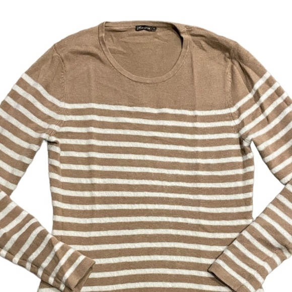 J. McLaughlin Sweater Stripes Cotton Wool Blend Size Medium - Picture 2 of 6